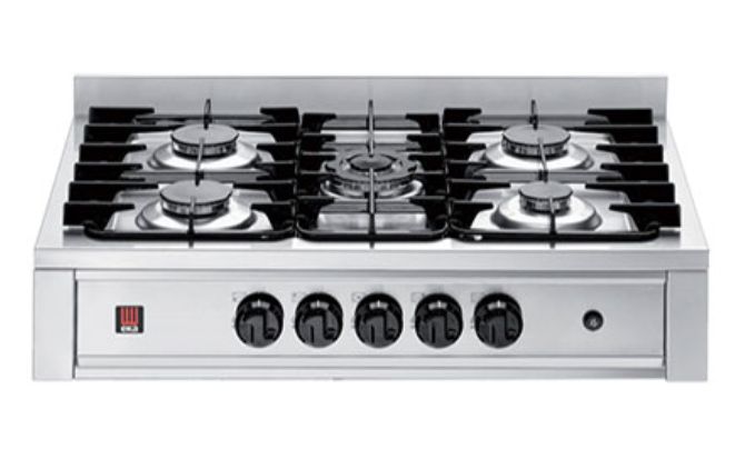 Cocina a gas de 5 fuegos de sobremesa.
