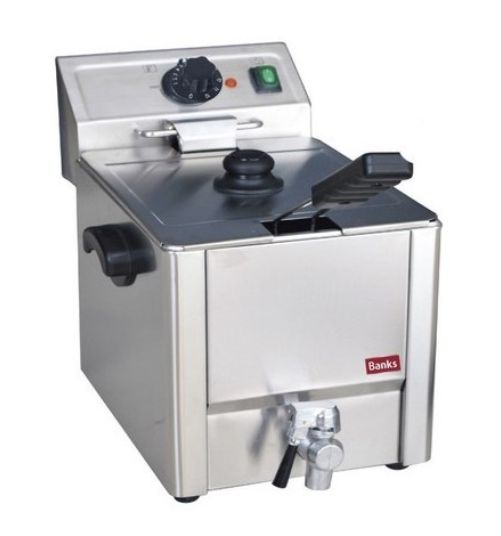 Freidora eléctrica de 8 L con grifo.