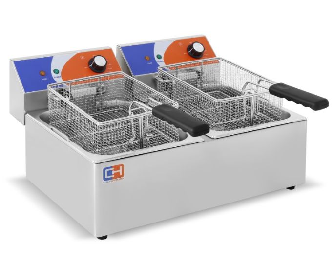 Freidora doble eléctrica de 8+8 L.