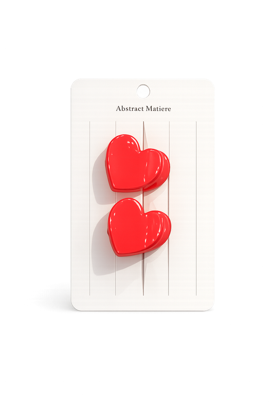 Glossy Candy Hearts Hair Clip Set