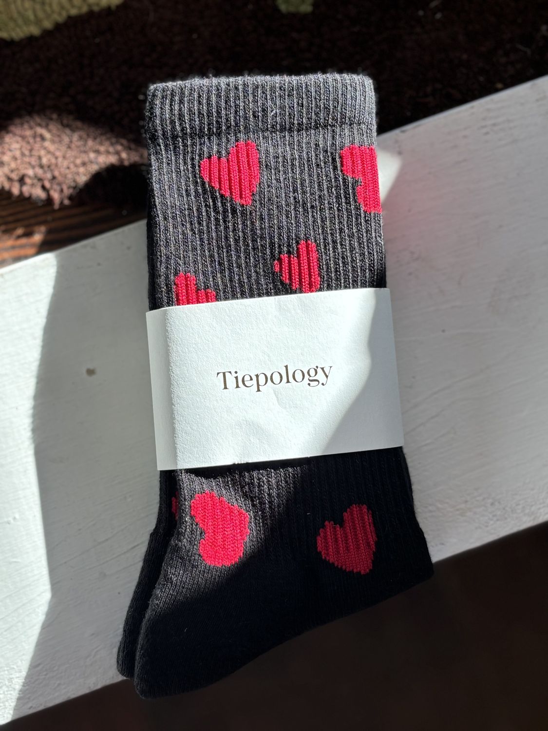 Lovely Heart Shape Casual Socks, Color: Black/Red
