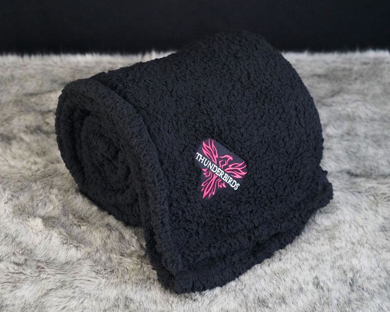 TBIRD COZY SHERPA BLANKET BLK , 60" X 50"