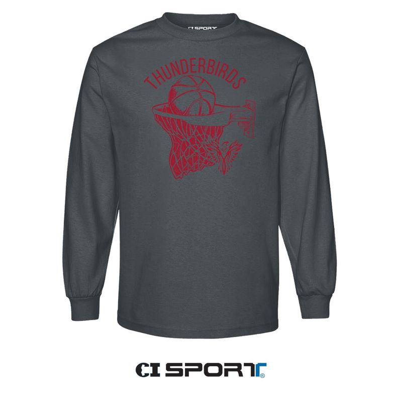 TBIRD GOLD BBALL L/S T-SHIRT - CHARCOAL