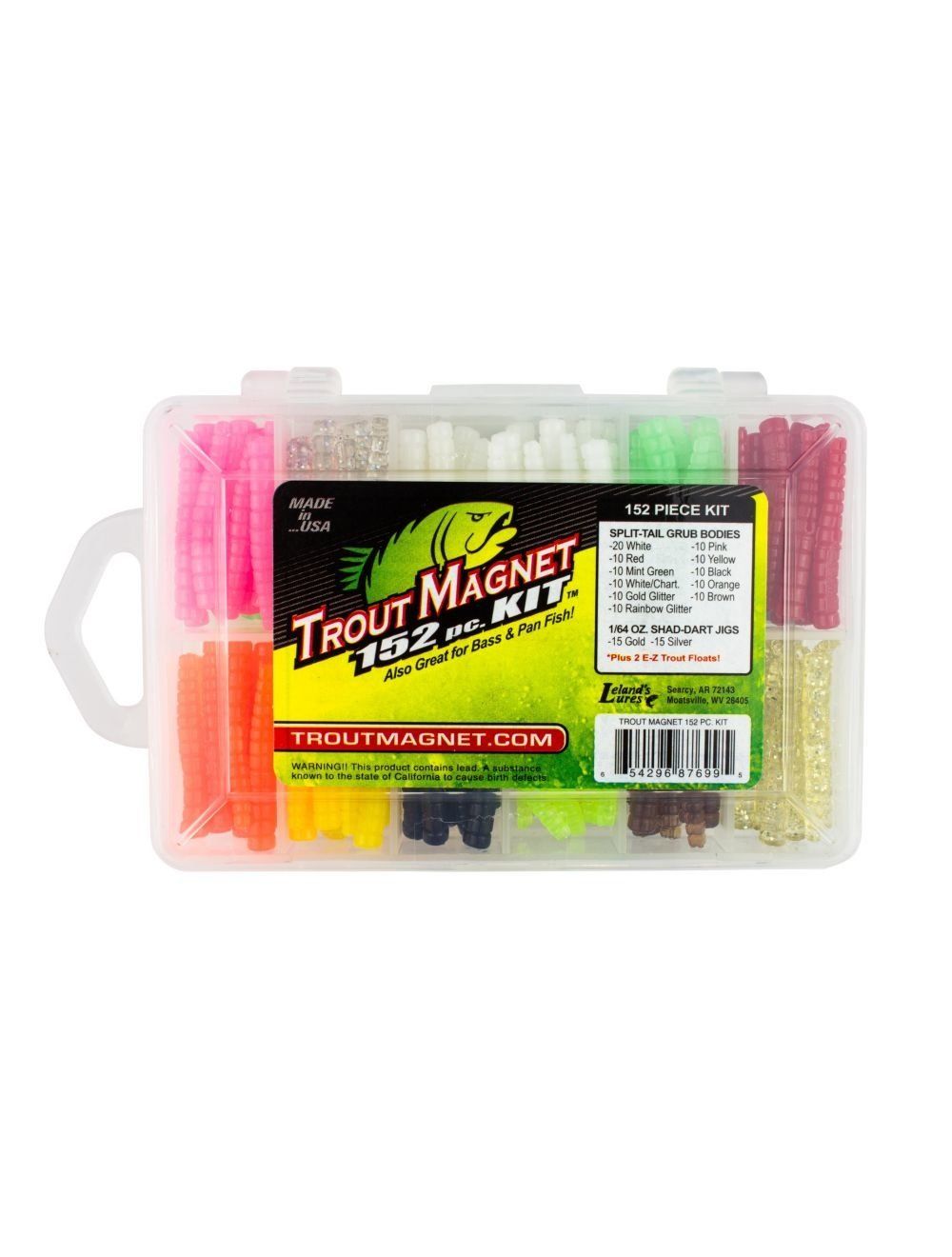 LELAND'S LURES - TROUT MAGNET BIG KIT - 142PC (120 BODIES / 20 JIG HEADS / 2 FLOATS)