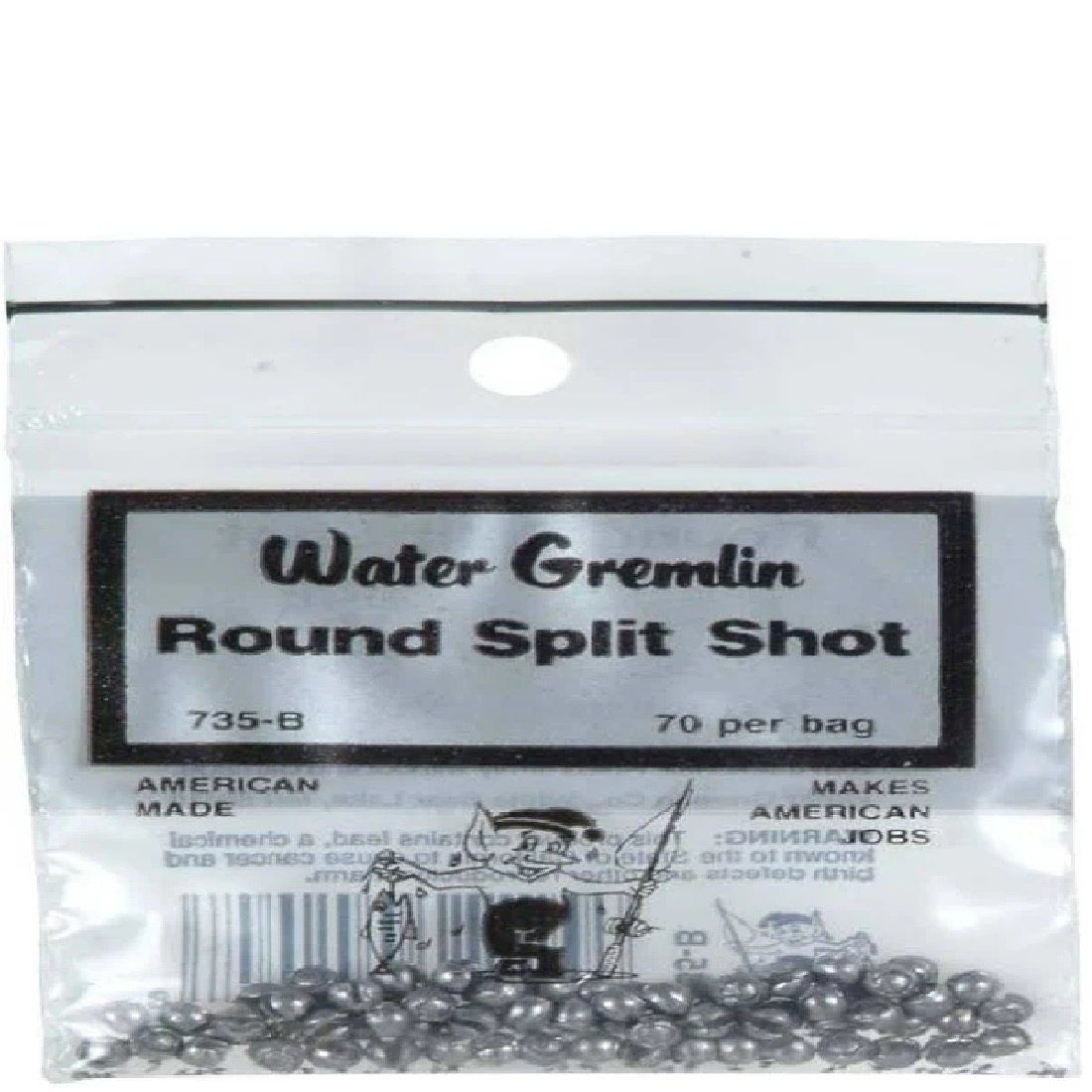 WATER GREMLIN ROUND SPLIT SHOT 735, Size: B