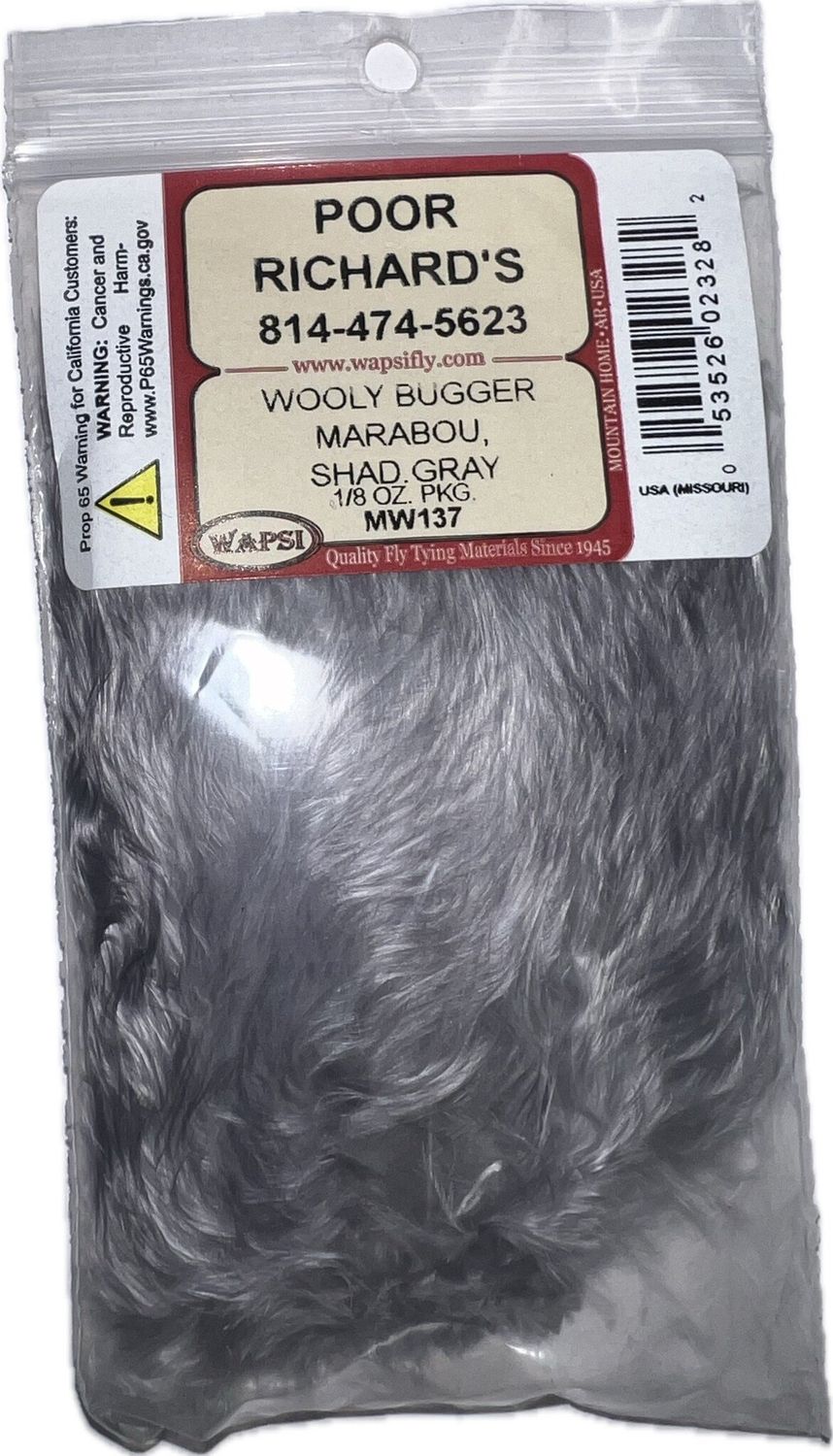 WOOLY BUGGER MARABOU, Color: SHAD GRAY