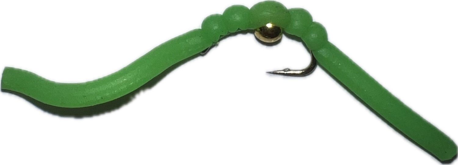 Bead Head Squirmy Worm Flies, Color: Green