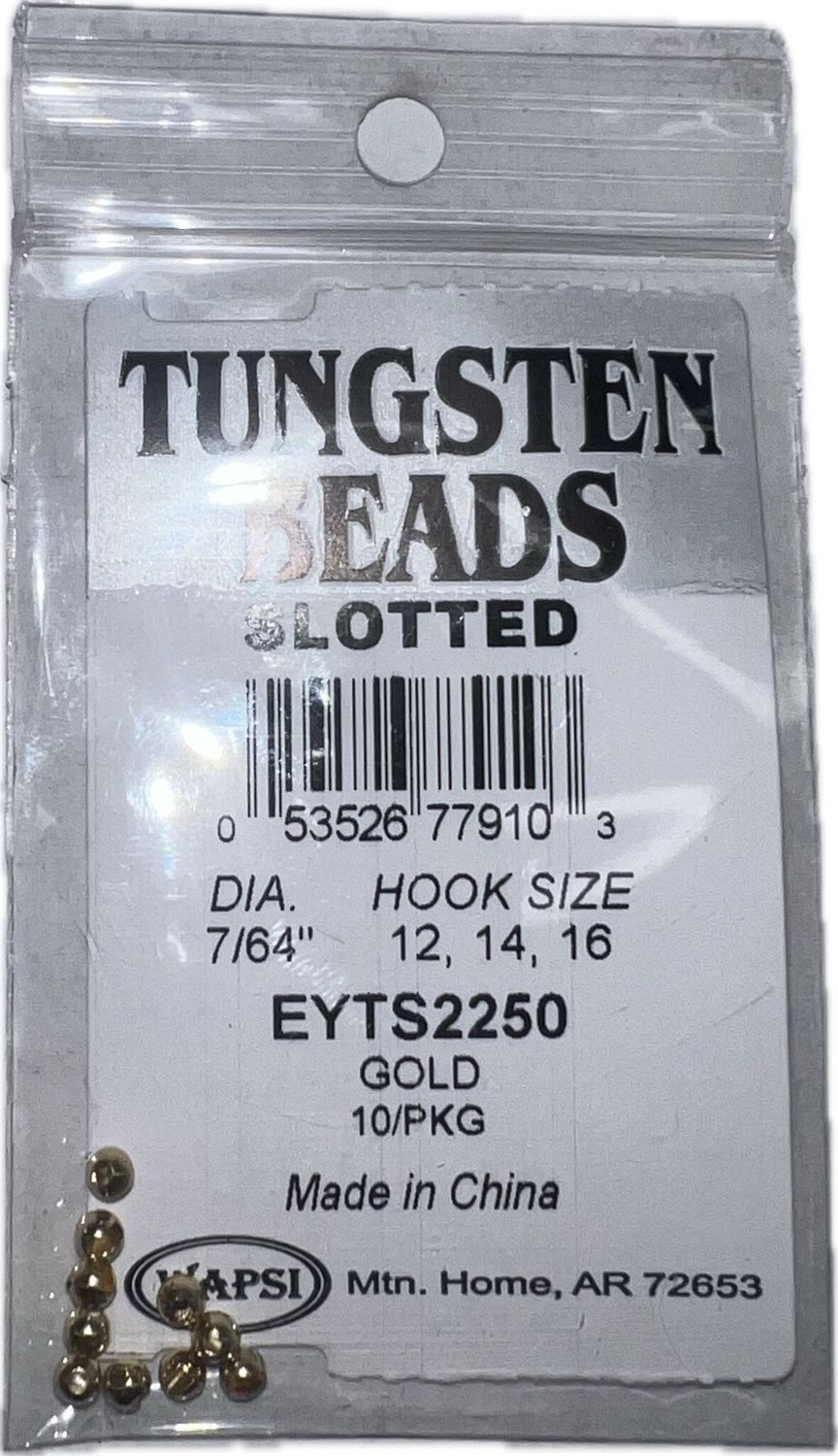 SLOTTED TUNGSTEN BEADS, Color: GOLD, Size: 7/64"