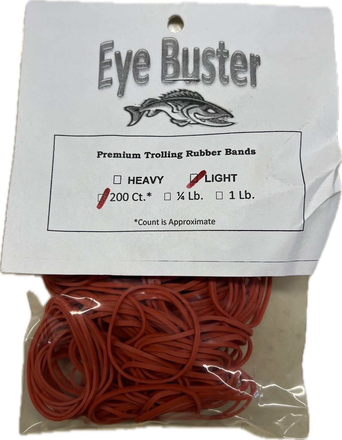 Walleye Buster Light Red Rubber Bands, Size: 200ct