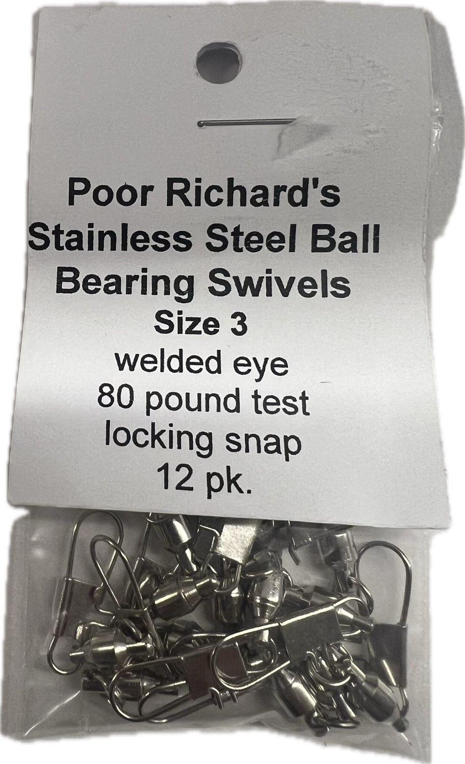 Poor Richards Stainless Steel Ball Bearing Swivel sz 3, Size: 12pk