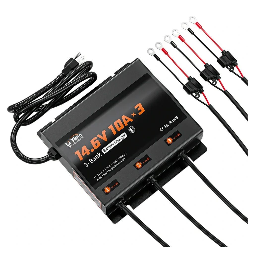 LI TIME 14.6V 10A X3 LITHIUM BATTERY CHARGER 3 BANK
