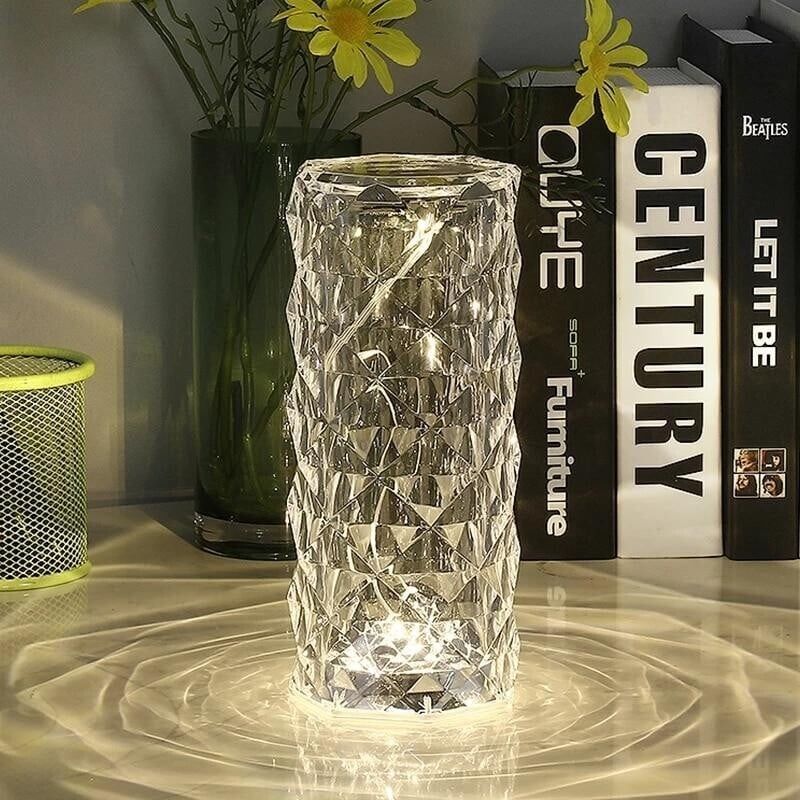 Rechargeable 16 color crystal rose lamp with touch and remote control