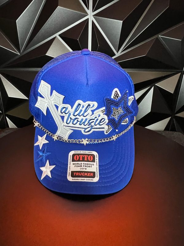 “A Lil Bougie” Blue Trucker Hat