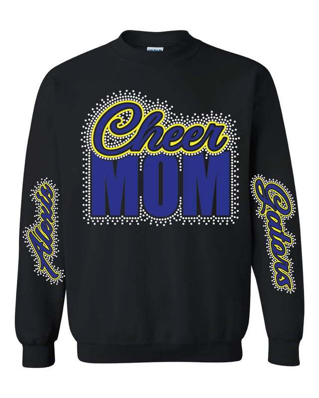 Cheer Mom Rhinestone Sweatshirt – Custom Sleeve Name &amp; Team Edition