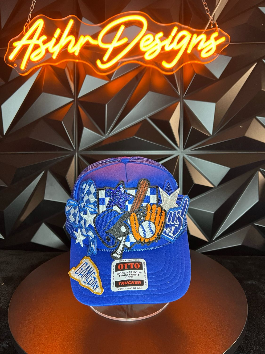 Blue Game Day Spirit Bling Trucker Hat