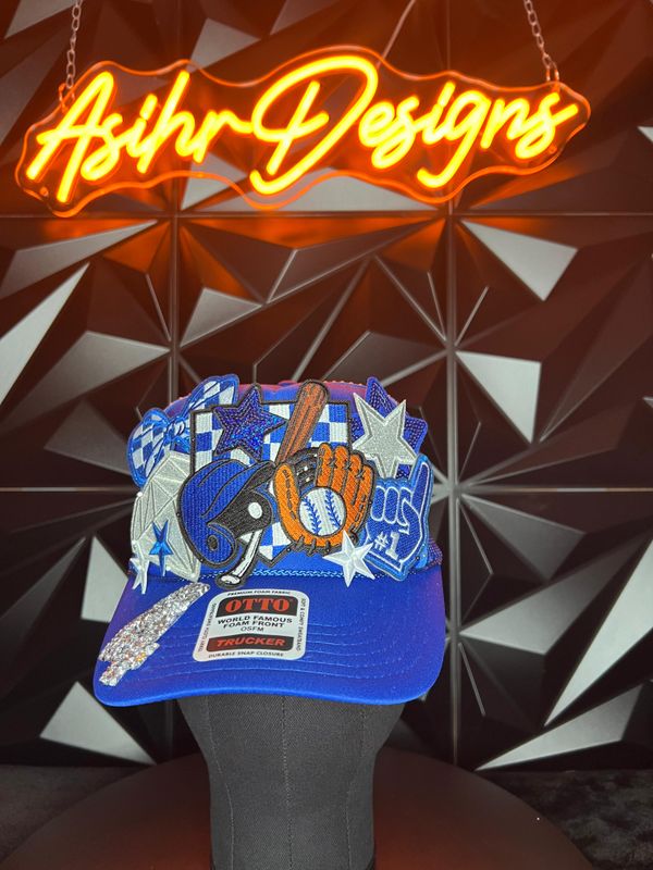 Blue Game Day Spirit Bling Trucker Hat