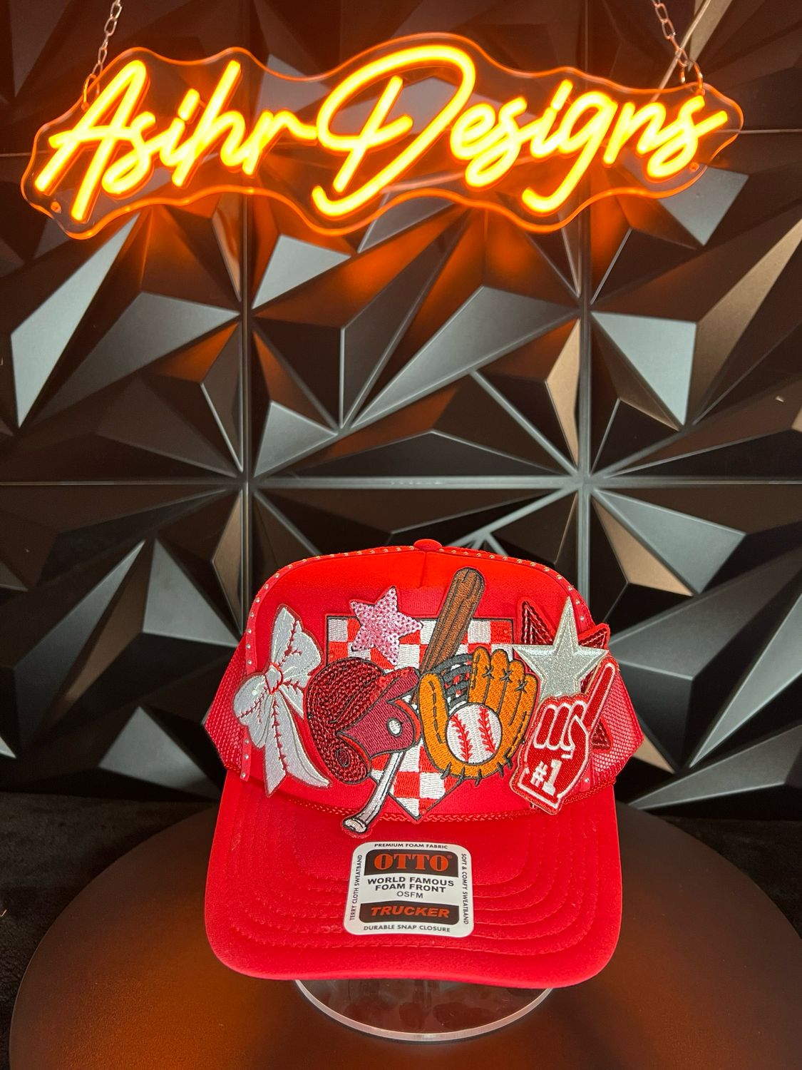 Red Game Day Bling Trucker Hat