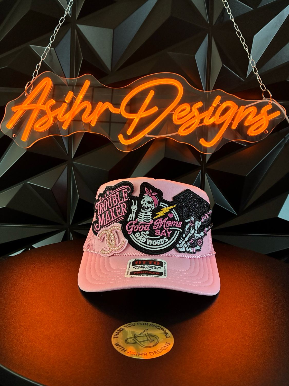 Good Moms Say Bad Words Pink Trucker Hat