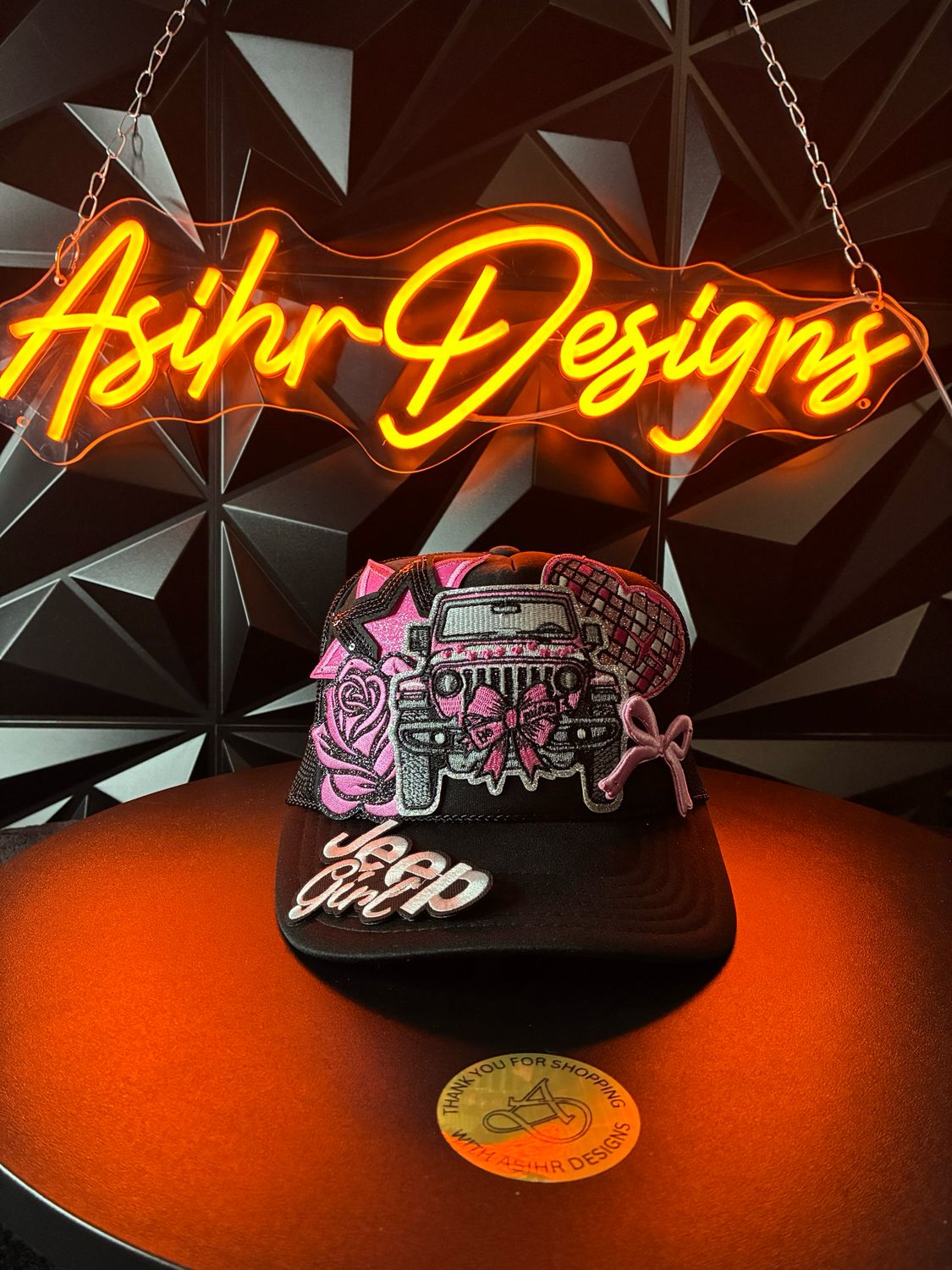 Pink Jeep Glam Trucker Hat