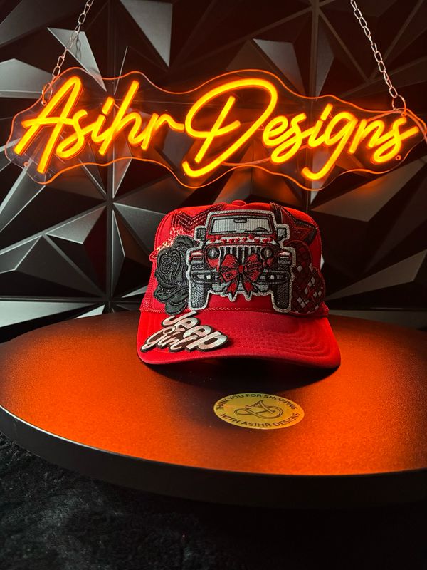 Red Jeep Glam Statement Trucker Hat