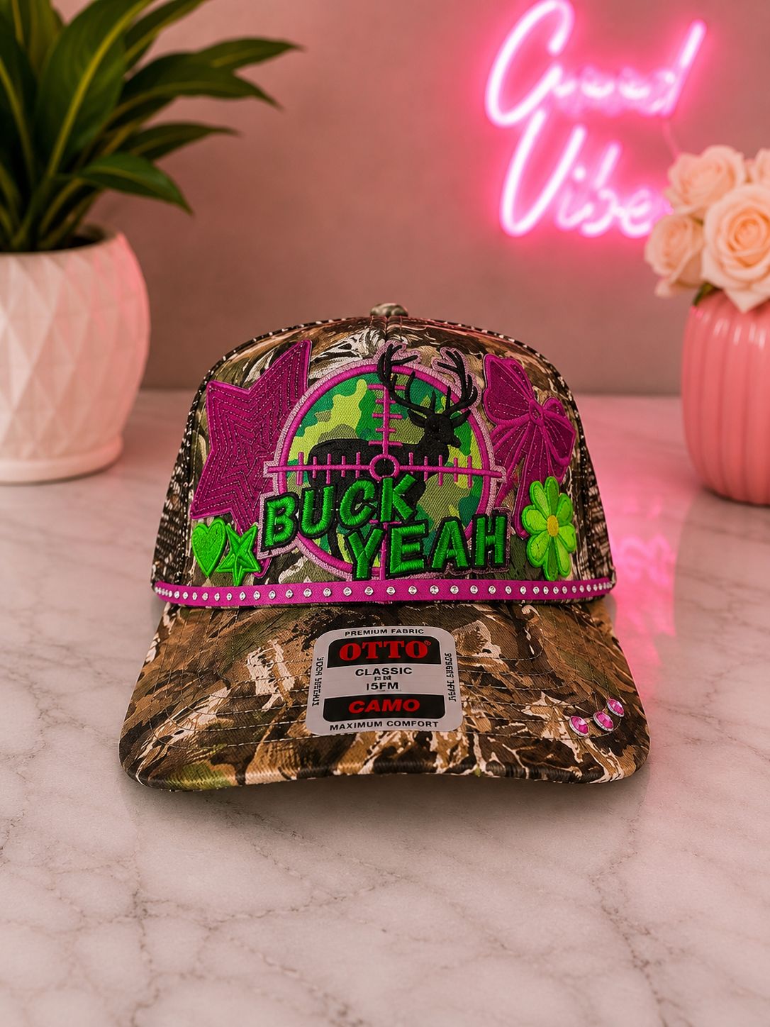 “Buck Yeah” Custom Camo Trucker Hat