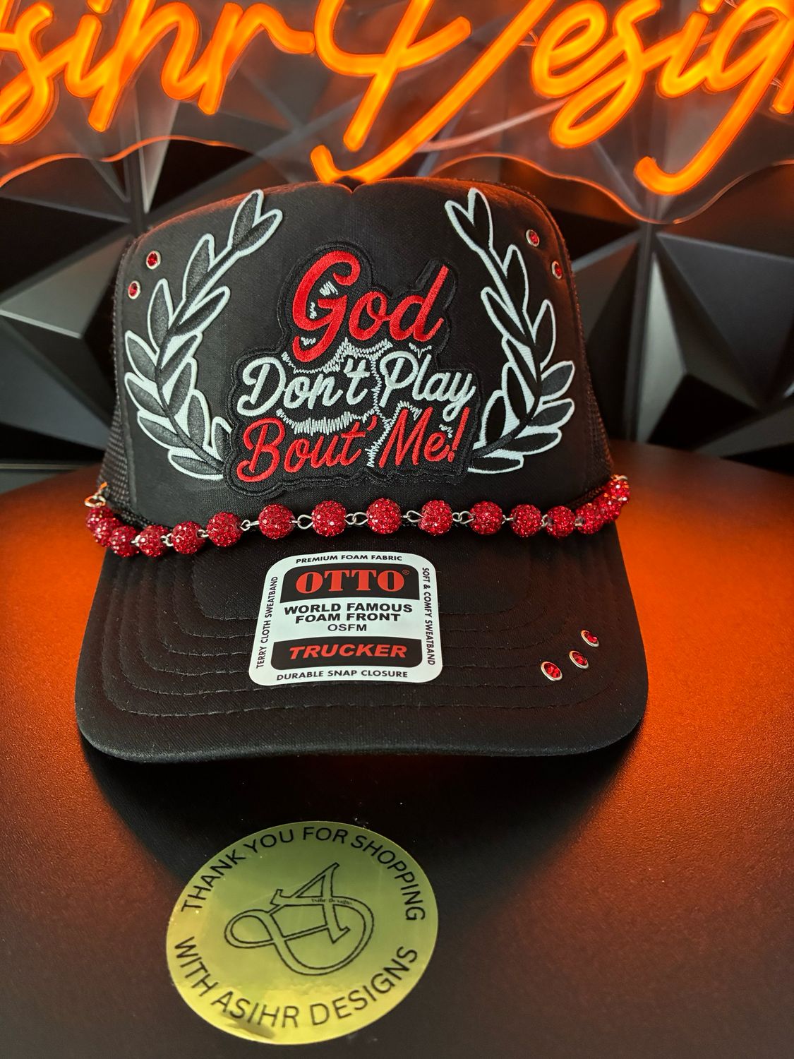 God Don’t Play ‘Bout Me Trucker Hat – Rhinestone Luxe Edition