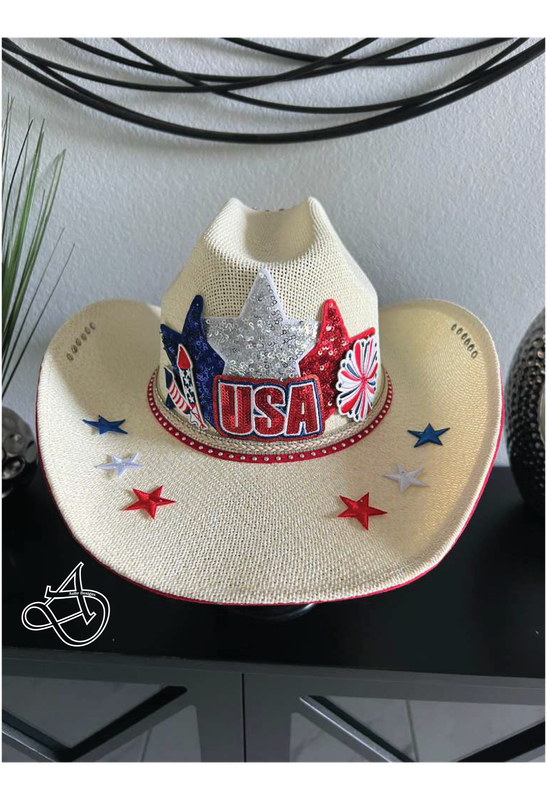 Patriotic USA Sparkle Cowboy Hat