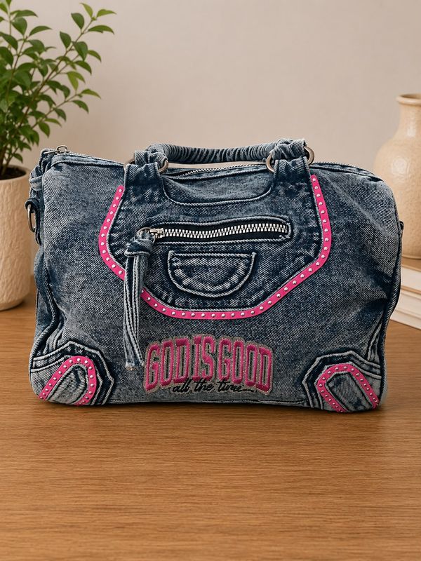Faith Denim Rhinestone Crossbody Bag