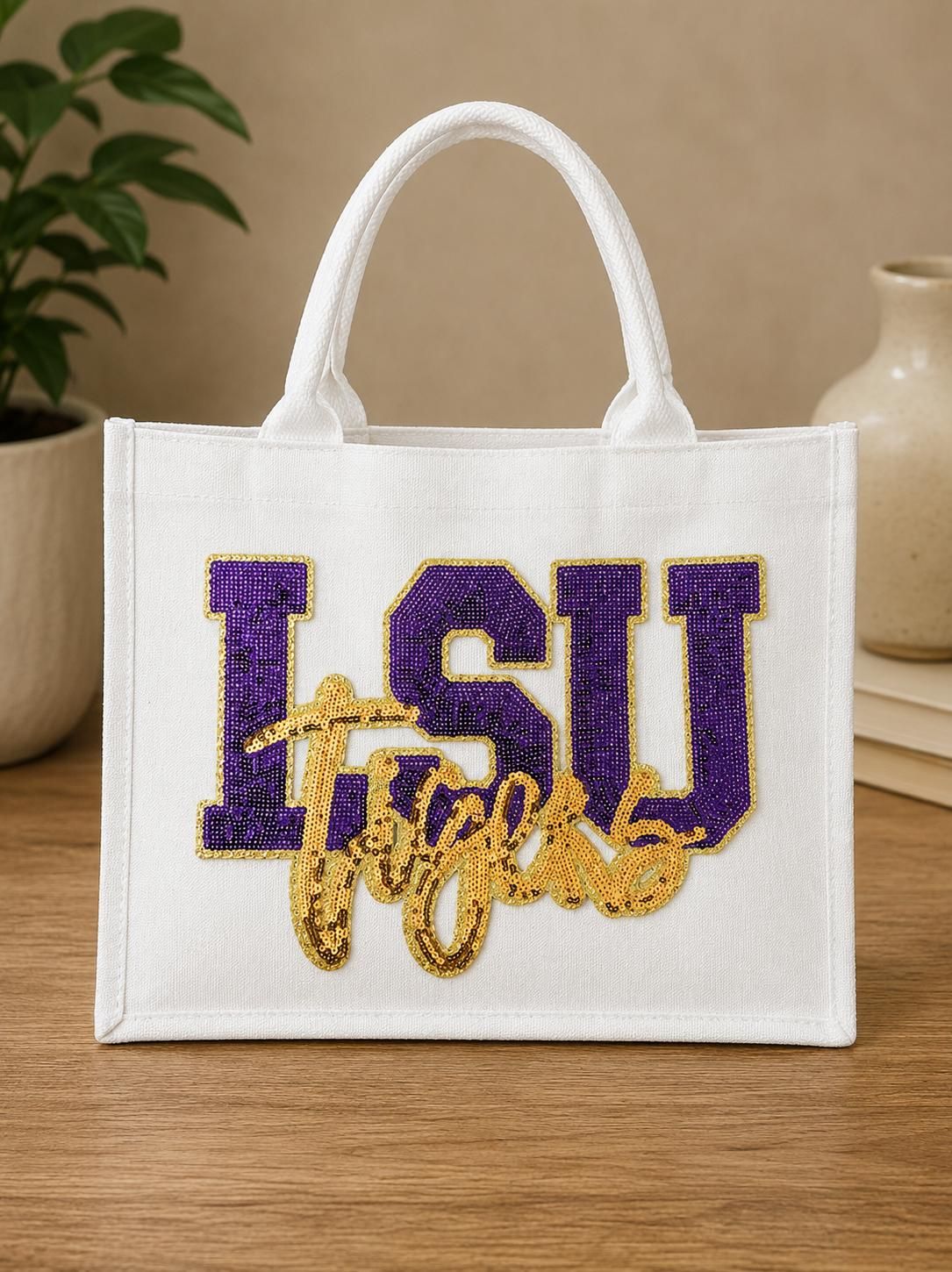 LSU Tigers Sequin Canvas Tote Bag