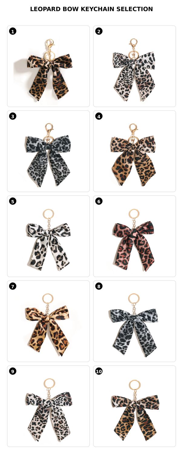 Leopard Print Bow Bag Charm &amp; Keychain