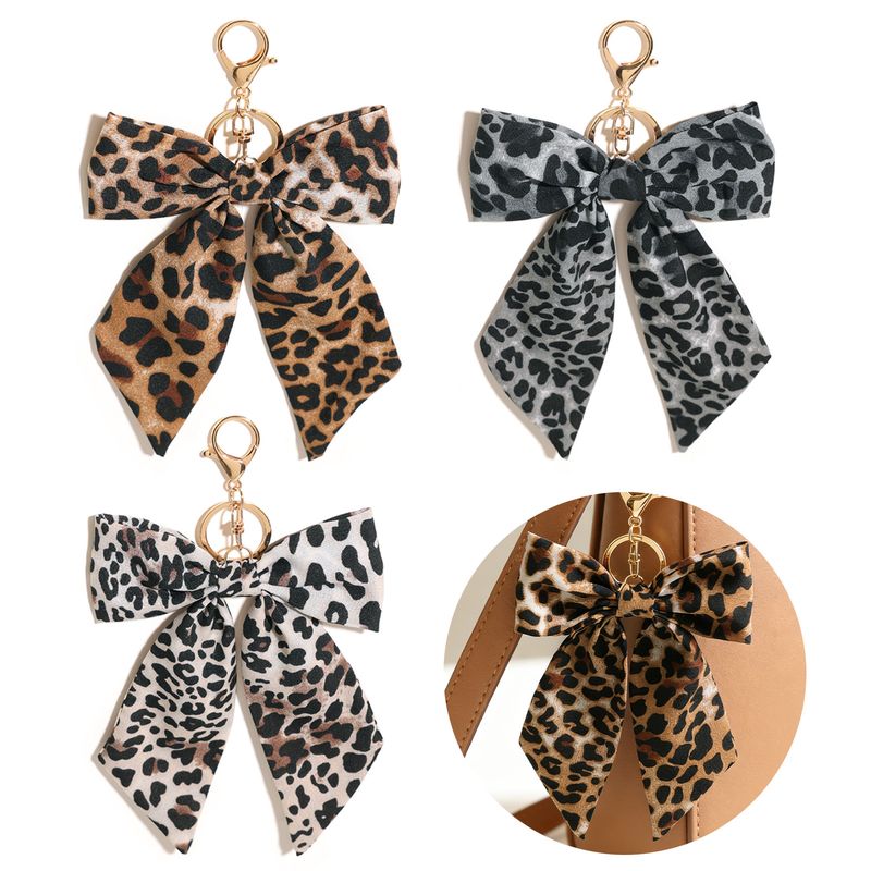 Leopard Print Bow Bag Charm &amp; Keychain