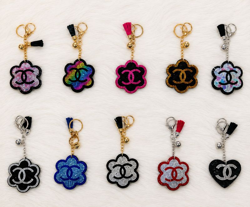 Designer-Inspired Rhinestone Flower Keychain