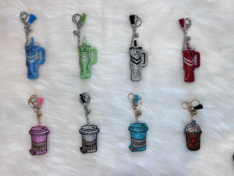Tumbler &amp; Coffee Cup Bling Keychain Collection