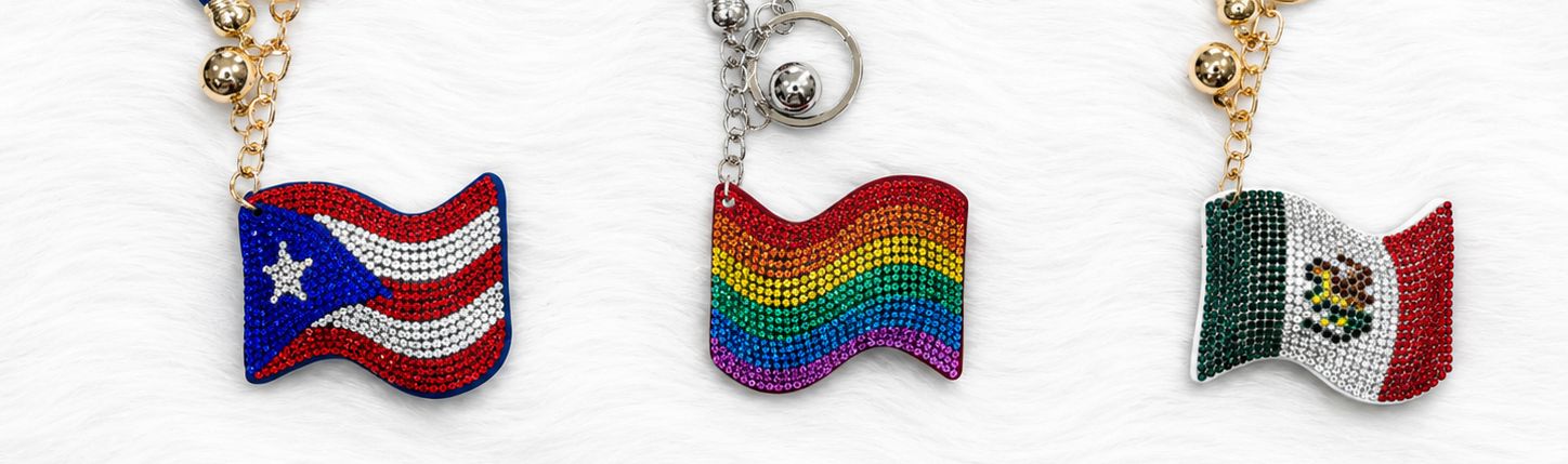 Flag Bling Keychain Collection