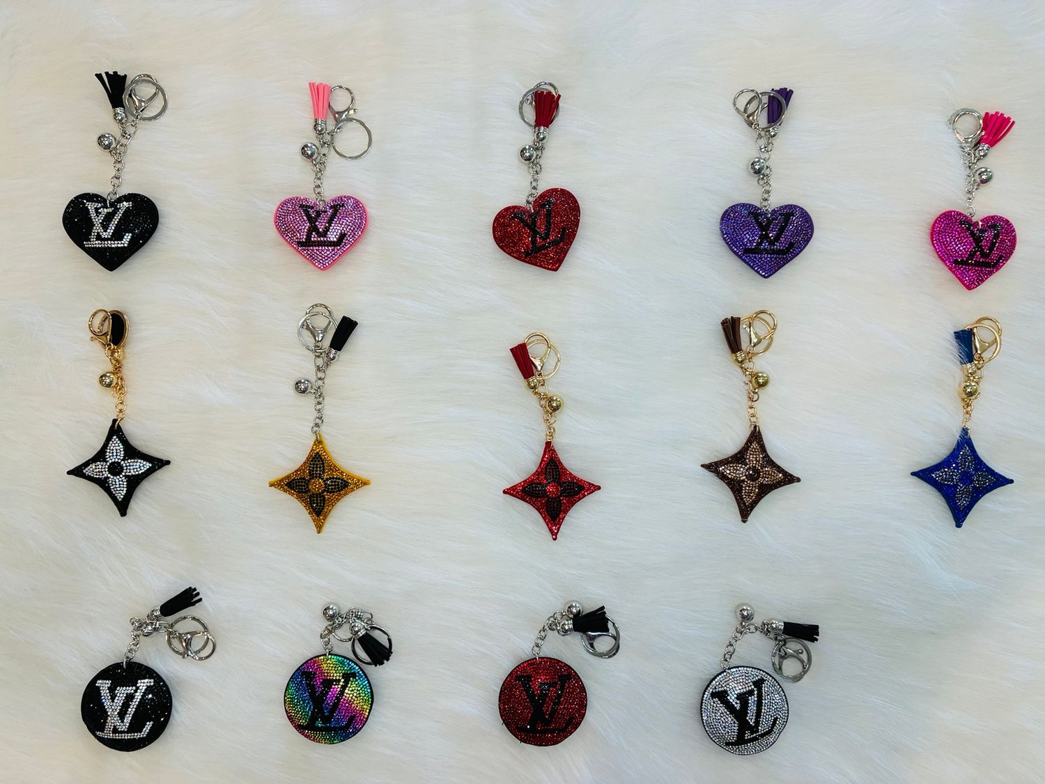 Designer-Inspired LV Bling Keychain Collection