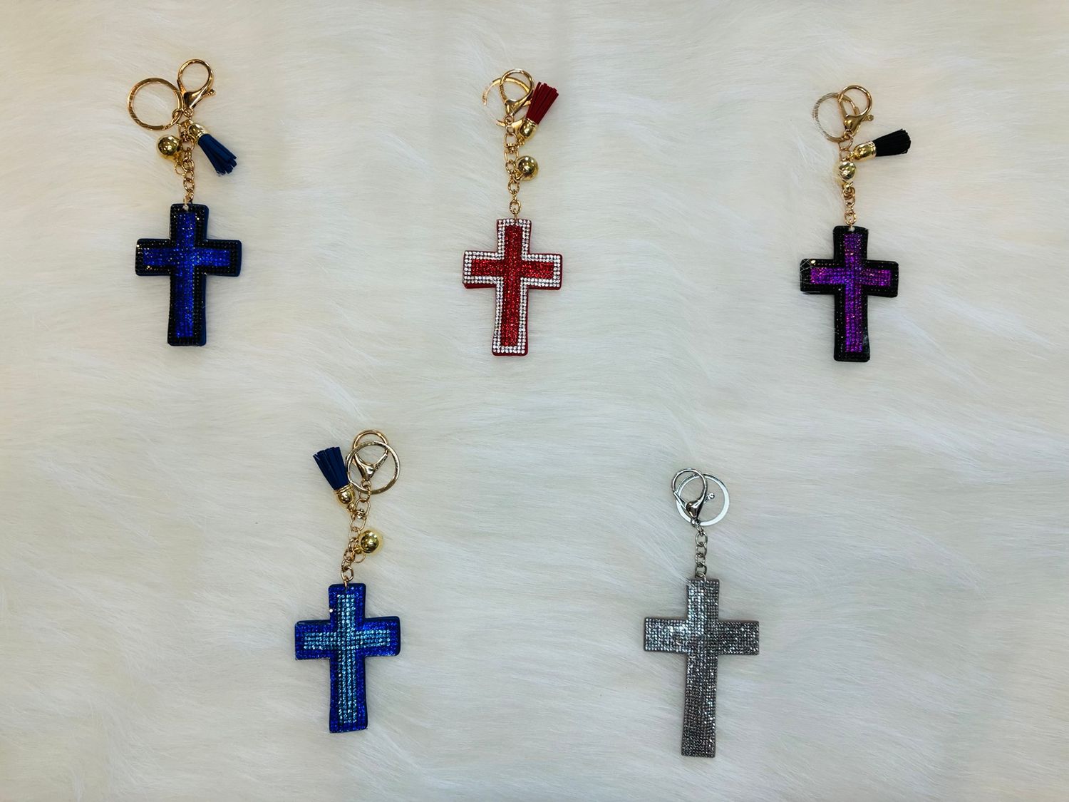 Classic Rhinestone Cross Keychain