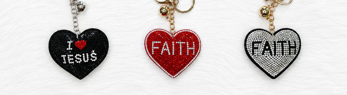Faith &amp; Jesus Bling Keychain Collection