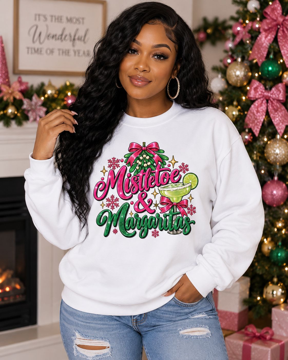 Mistletoe &amp; Margaritas Christmas Sweatshirt