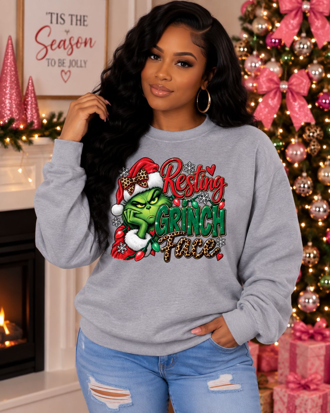 Resting Grinch Face Christmas Sweatshirt