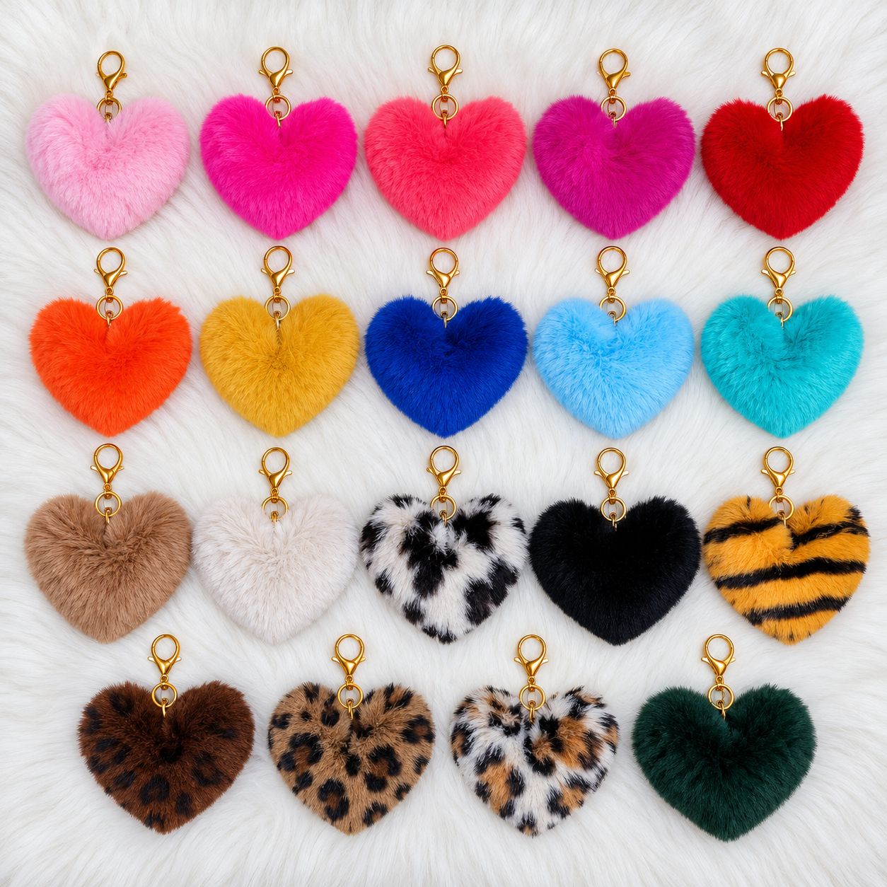 Fluffy Heart Keychain