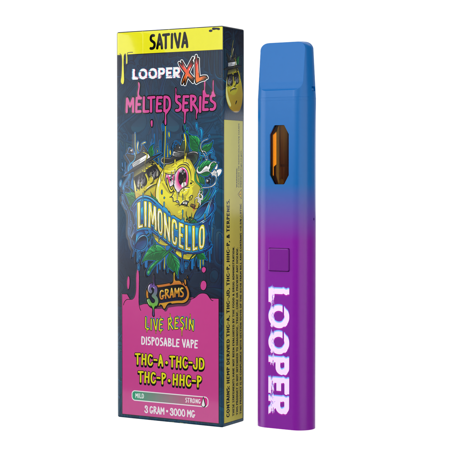 Looper XL Melted Disposable, Strain: Sativa- Limoncello (THC-A +THC-JD+THC-P+HHC-P)