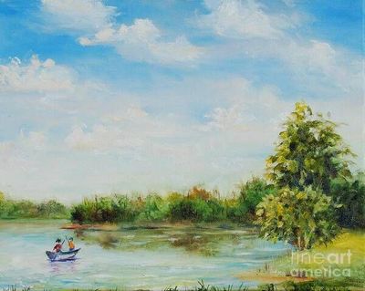 Fishing on the Lake Art Print