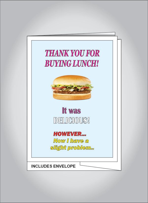 Thank You for Buying Lunch card - Cheeseburger