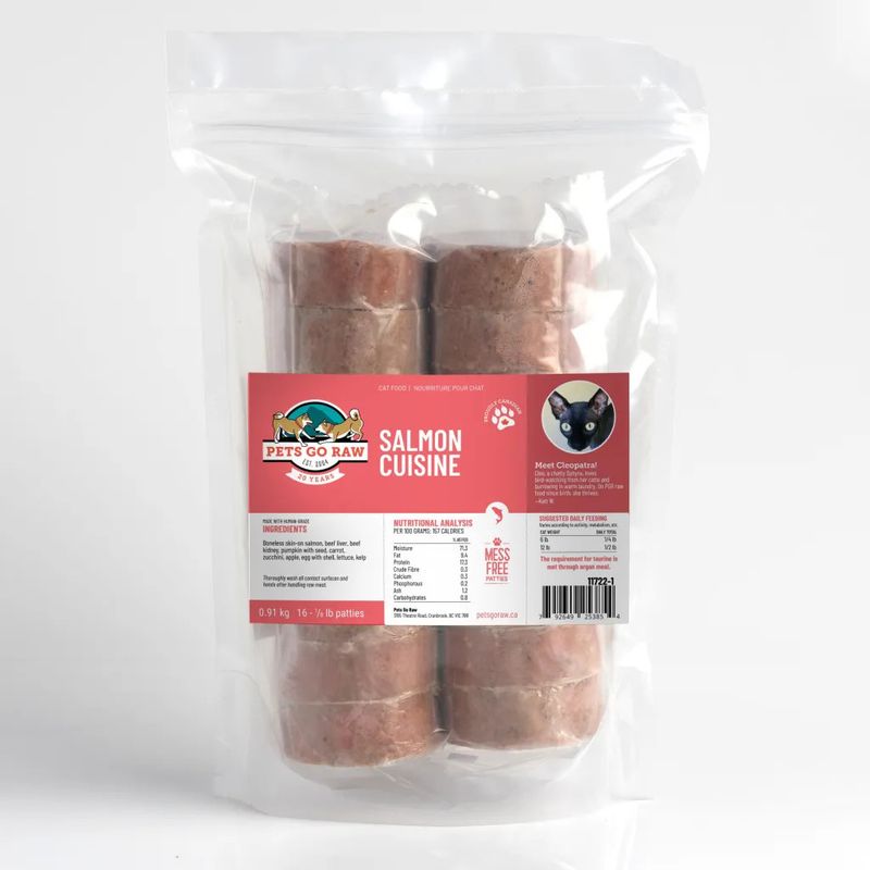 Pets Go Raw - Salmon Cusine Cat Bulk 2lb (1/8 x 16) x 8