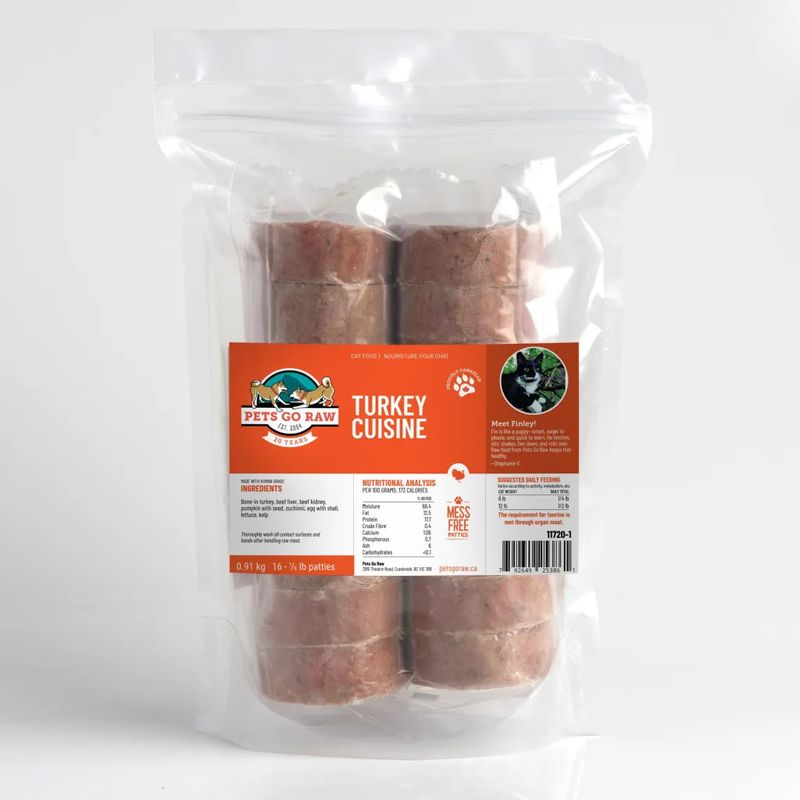 Pets Go Raw - Turkey Cusine Cat Bulk 2lb (1/8 x 16) x 8