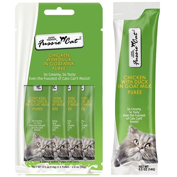 Fussie Cat - Treats Super Premium Chicken w/Duck in Goat Milk Puree 2oz