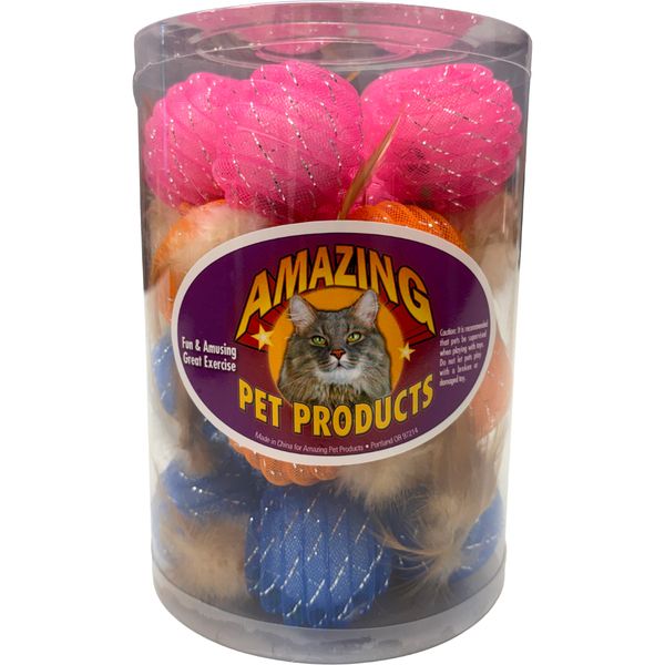 Amazing Pet - Pipe Ball w/Rattle &amp; Feather Cat