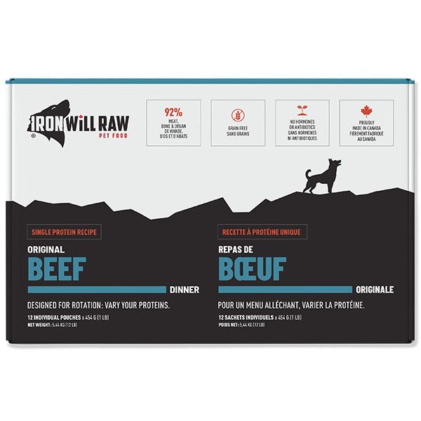 Iron Will Raw - Original Beef Dog 12/1lb
