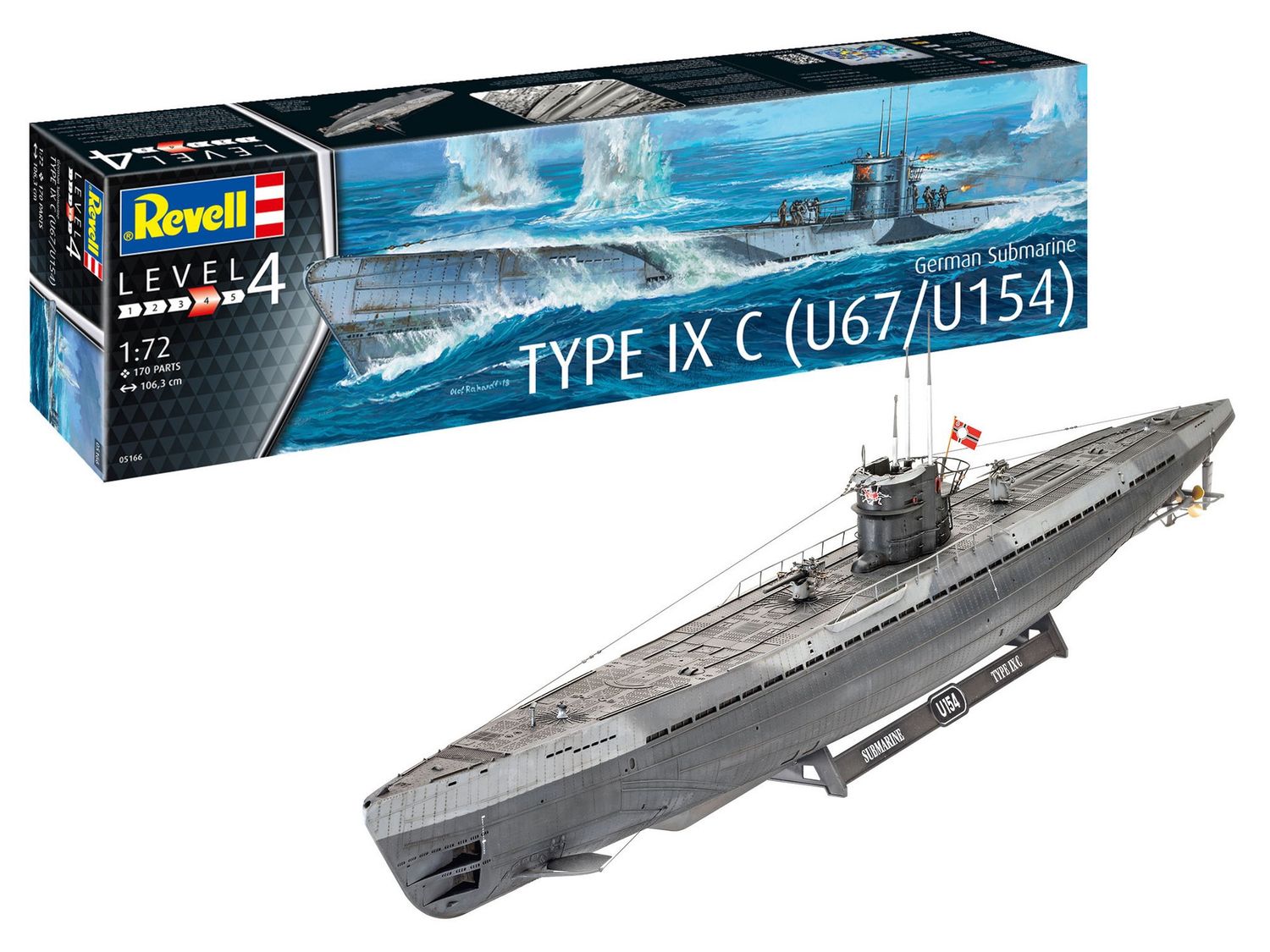 Revell 05166 - Duitse onderzeeër Type IXC U67/U154 U-boot 1:72