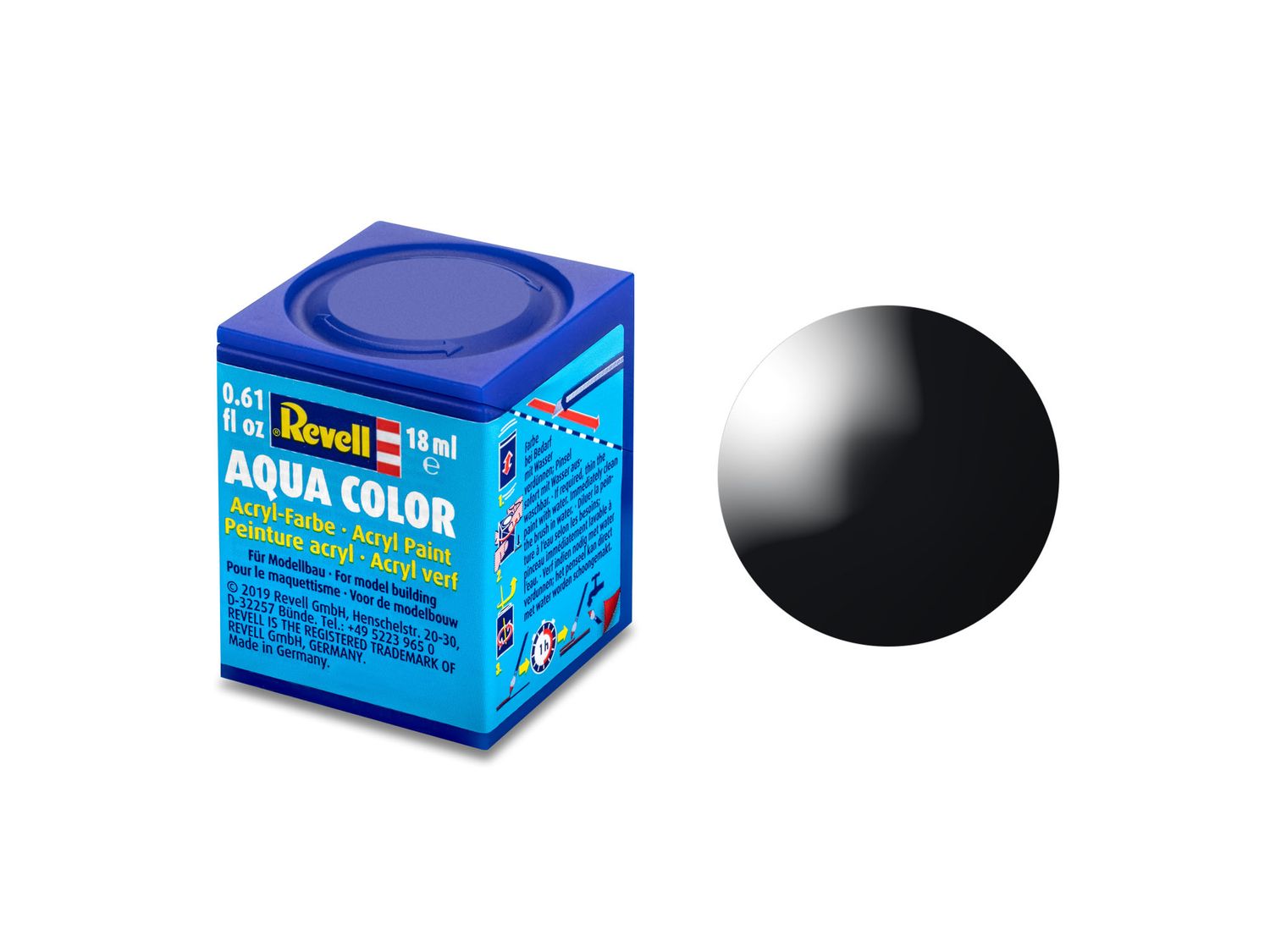 Revell 36107 - Aqua Color 7 - zwart. glanzend RAL 9005 18 ml